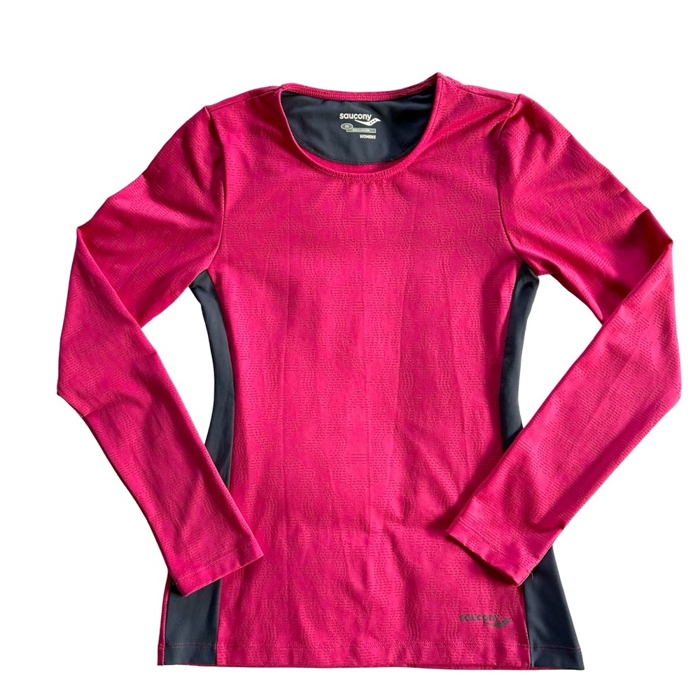Saucony Long Sleeve Breathable Pink & Gray Running Athletic Shirt Top Size XS